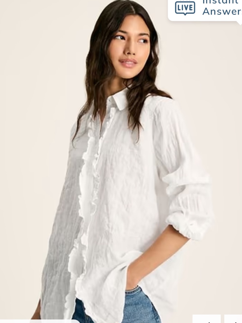 CP Shades White Ruffle-Front Button Down Shirt